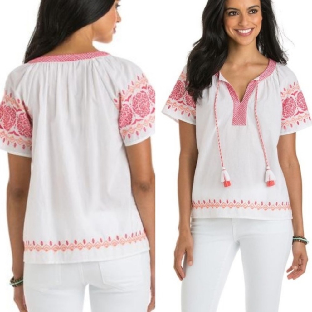 VINEYARD VINES Medallion Embroidered Top S